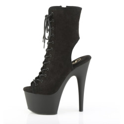 Pleaser ADORE-1016 Black Vegan Suede Heeled Ankle Boots