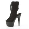 Pleaser ADORE-1016 Black Vegan Suede Heeled Ankle Boots