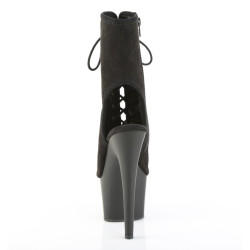 Pleaser ADORE-1016 Black Vegan Suede Heeled Ankle Boots