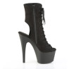 Pleaser ADORE-1016 Black Vegan Suede Heeled Ankle Boots