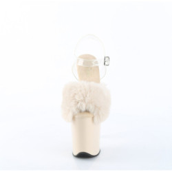 Pleaser FLAMINGO-808FUR Cream Fur High Heels Pole Shoes