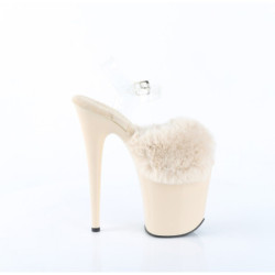 Pleaser FLAMINGO-808FUR Cream Fur High Heels Pole Shoes