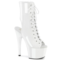 Pleaser ADORE-1016 White Patent High Heeled Ankle Boots