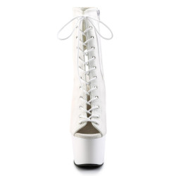 Pleaser ADORE-1016 White Vegan Leather Ankle Boots