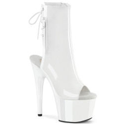 Pleaser ADORE-1018 White Patent High Heeled Ankle Boots