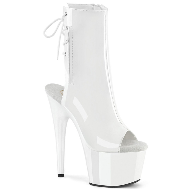 Pleaser ADORE-1018 White Patent High Heeled Ankle Boots Pleaser ADORE-1018 White Patent High Heeled Ankle Boots