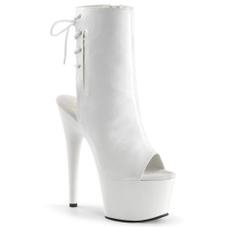 Pleaser ADORE-1018 White Vegan Leather Ankle Boots