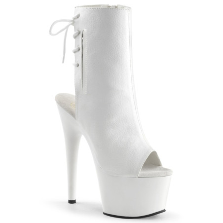 Pleaser ADORE-1018 White Vegan Leather Ankle Boots
