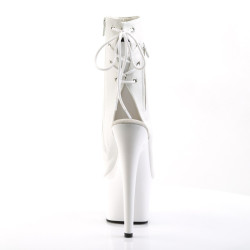 Pleaser ADORE-1018 White Vegan Leather Ankle Boots