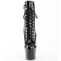 Pleaser ADORE-1020BLG Black Patent Blue Glitter Boots