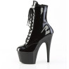 Pleaser ADORE-1020BLG Black Patent Blue Glitter Boots