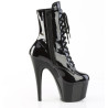 Pleaser ADORE-1020BLG Black Patent Blue Glitter Boots