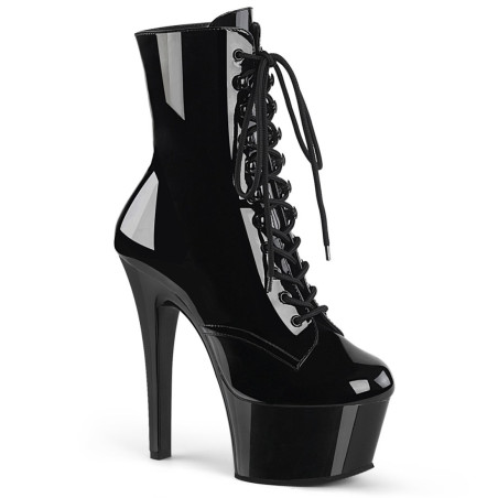 Pleaser ASPIRE-1020 Black Patent Ankle High Boots Women