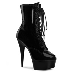Pleaser DELIGHT-1020 Black Patent Women's Ankle Boots