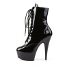 Pleaser DELIGHT-1020 Black Patent Women's Ankle Boots
