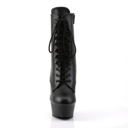 Pleaser DELIGHT-1020 Black Vegan Leather Ankle Boots