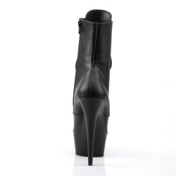 Pleaser DELIGHT-1020 Black Vegan Leather Ankle Boots