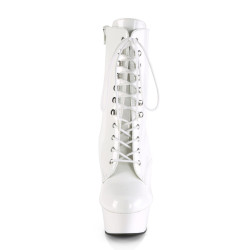 Pleaser DELIGHT-1020 White Patent Women's Ankle Boots