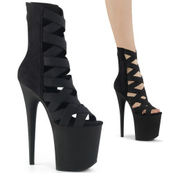 Pleaser FLAMINGO-800-24 Black Microfiber Ankle Boots