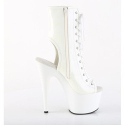 Pleaser ADORE-1016 White Patent High Heeled Ankle Boots