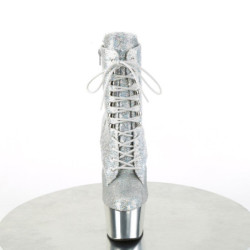 Pleaser ADORE-1020SQ-02 Silver Hologram Sequins Chrome