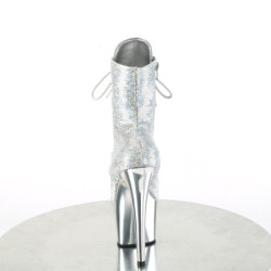 Pleaser ADORE-1020SQ-02 Silver Hologram Sequins Chrome