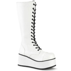 Demonia TRASHVILLE-502 White Vegan Platform Men Boots