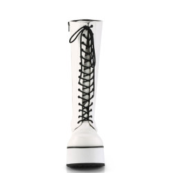 Demonia TRASHVILLE-502 White Vegan Platform Men Boots