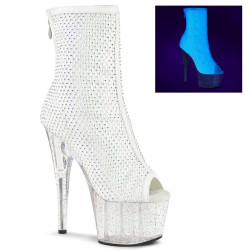 Pleaser ADORE-1031GM White Fabric Strass Transparent