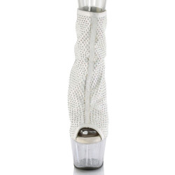 Pleaser ADORE-1031GM White Fabric Strass Transparent