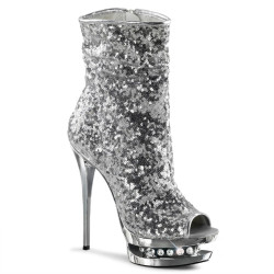 Pleaser BLONDIE-R-1008 Silver Sequins Chrome Sale Women
