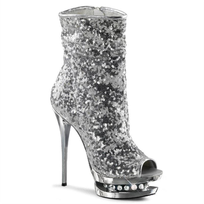 Pleaser BLONDIE-R-1008 Silver Sequins Chrome Sale Women Pleaser BLONDIE-R-1008 Silver Sequins Chrome Sale Women