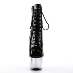 Pleaser ADORE-1021 Black Patent Transparent Ankle Boots