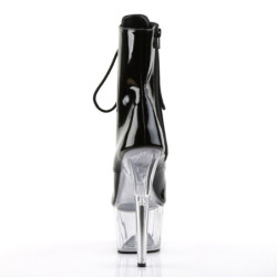 Pleaser ADORE-1021 Black Patent Transparent Ankle Boots