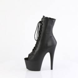 Pleaser ADORE-1021 Black Leather Ankle High Boots Women
