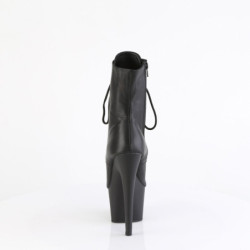 Pleaser ADORE-1021 Black Leather Ankle High Boots Women