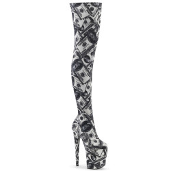 Pleaser FLAMINGO-3000DP White Black Fabric Sale Women