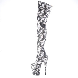 Pleaser FLAMINGO-3000DP White Black Fabric Sale Women