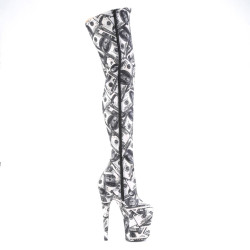 Pleaser FLAMINGO-3000DP White Black Fabric Sale Women