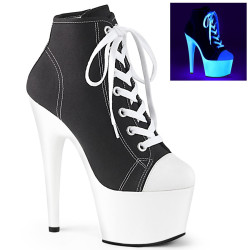Pleaser ADORE-700SK-02 Black Canvas Neon White Boots