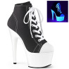 Pleaser ADORE-700SK-02 Black Canvas Neon White Boots