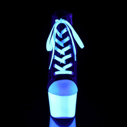 Pleaser ADORE-700SK-02 Black Canvas Neon White Boots