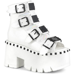 Demonia ASHES-70 White Vegan Platform Women Boots