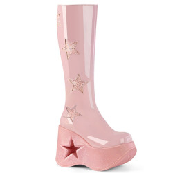 Demonia DYNAMITE-218 Rose Glitter Platform Wedge Boots