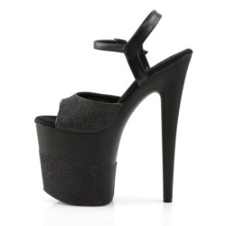 Pleaser FLAMINGO-809-2G Black Glitter Pole Dance Shoes