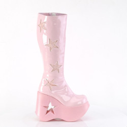 Demonia DYNAMITE-218 Rose Glitter Platform Wedge Boots