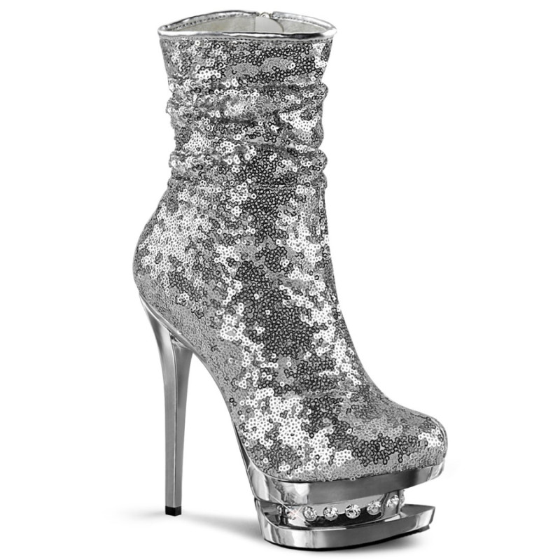 Pleaser BLONDIE-R-1009 Silver Sequins Chrome Sale Women Pleaser BLONDIE-R-1009 Silver Sequins Chrome Sale Women