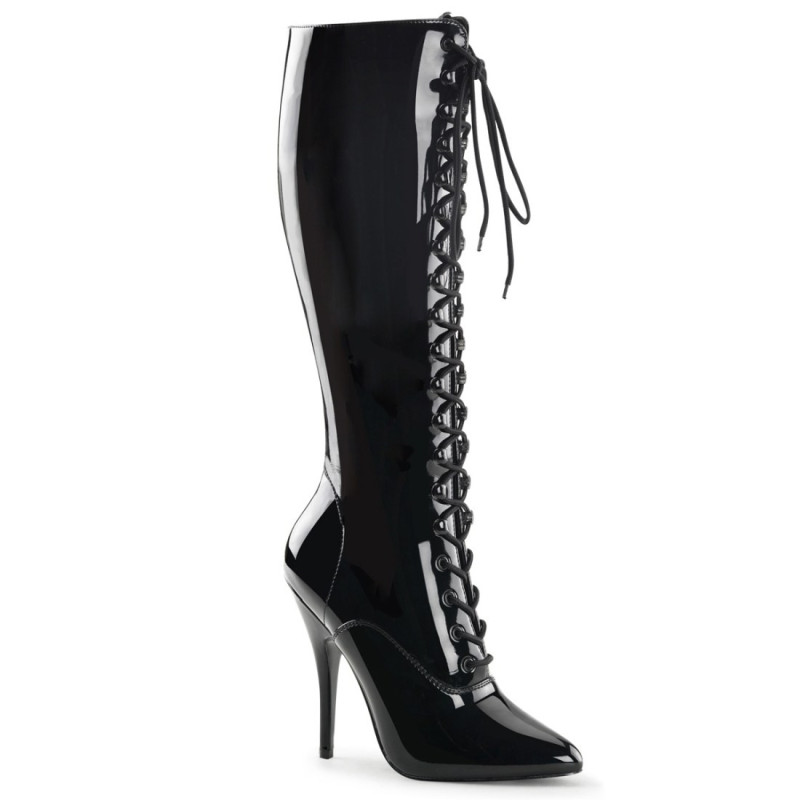 Pleaser SEDUCE-2020 Black Patent Stiletto Heeled Boots Pleaser SEDUCE-2020 Black Patent Stiletto Heeled Boots