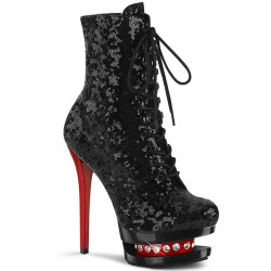Pleaser BLONDIE-R-1020 Black Sequins Black-Red Sale