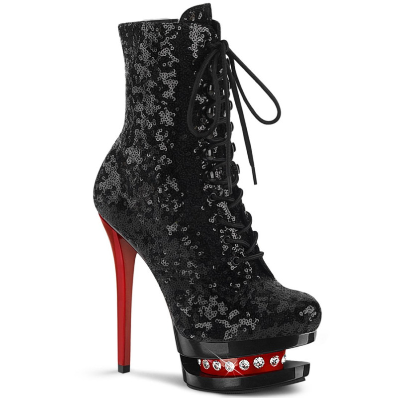 Pleaser BLONDIE-R-1020 Black Sequins Black-Red Sale